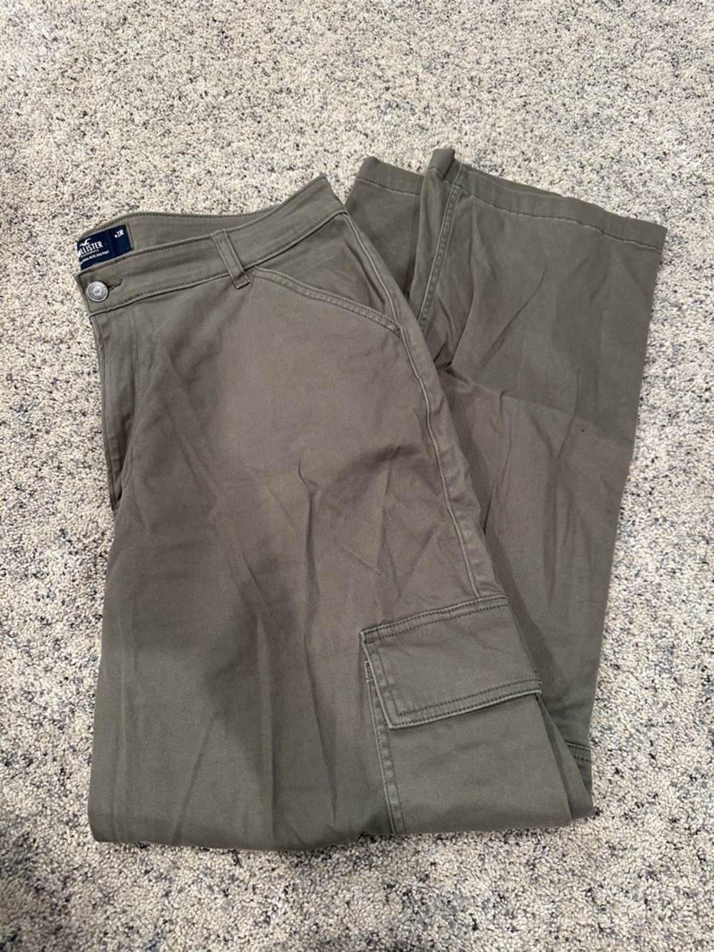 Hollister Olive-Green Wide Leg Cargo Pants